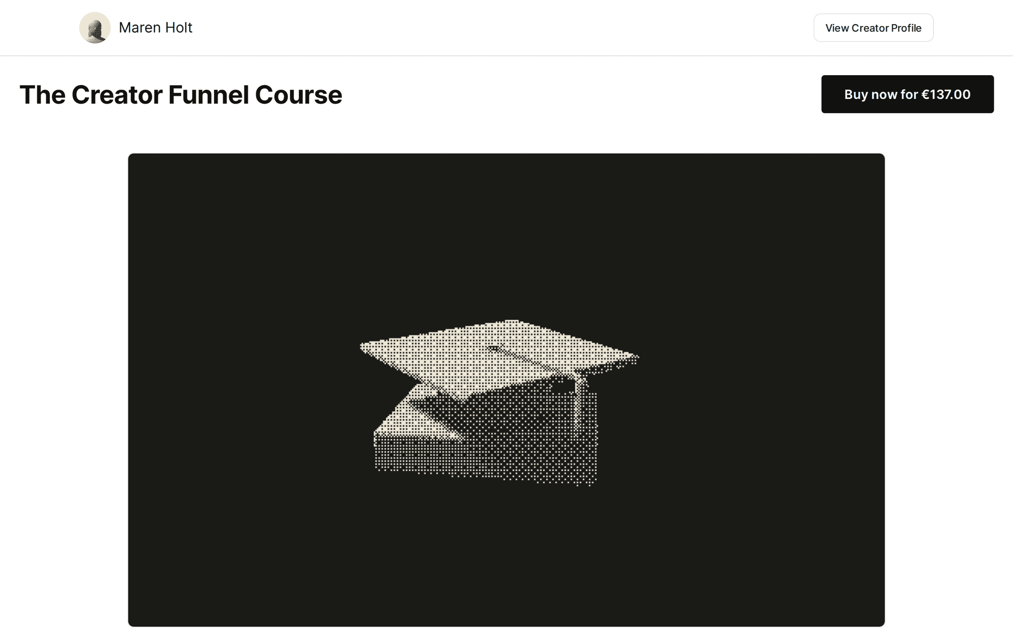 The Creator Funnel Course product page seen from Germany: price and Buy now buttons shown in euros (€137.00) for a USD product