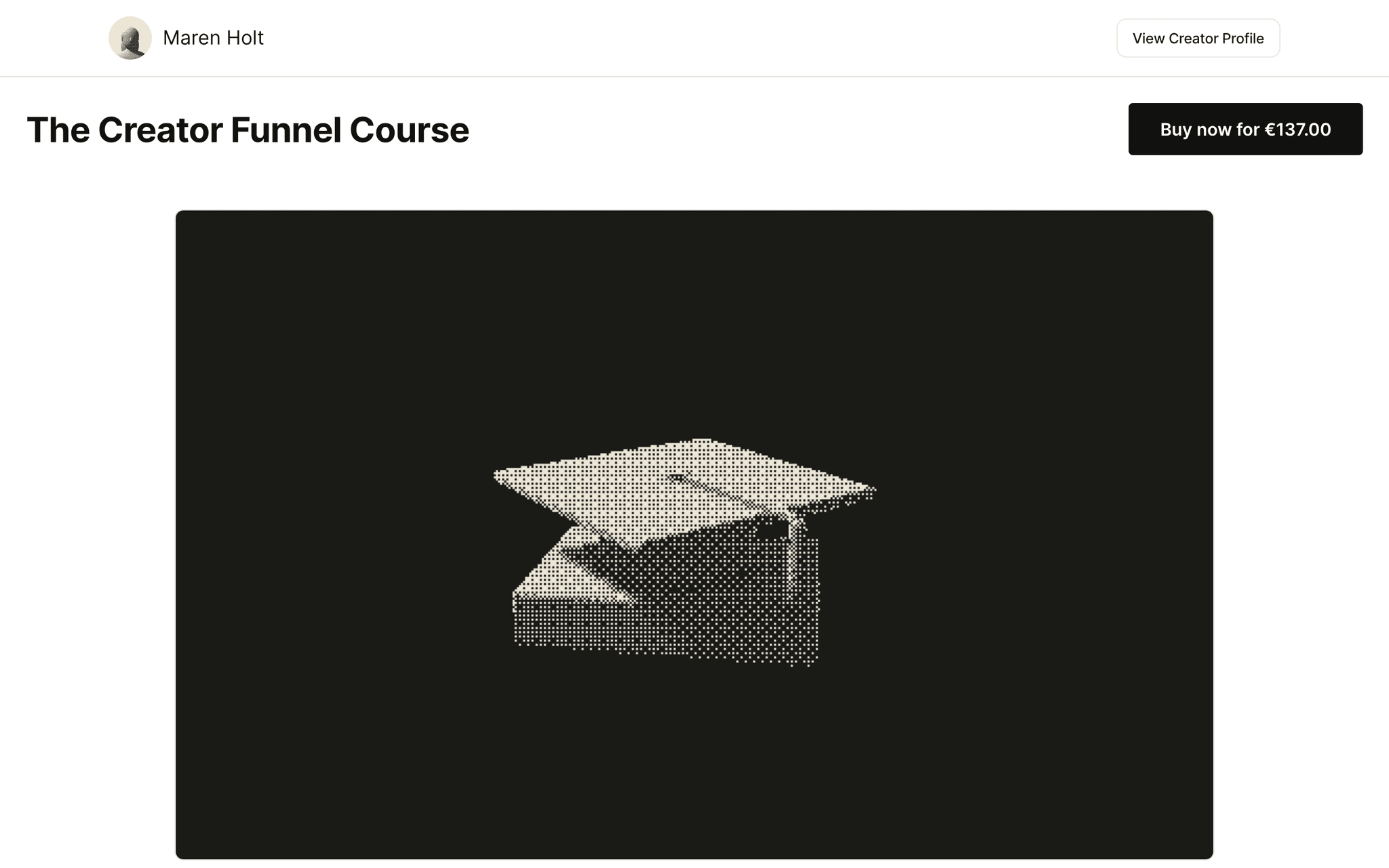 The Creator Funnel Course product page seen from Germany: price and Buy now buttons shown in euros (€137.00) for a USD product