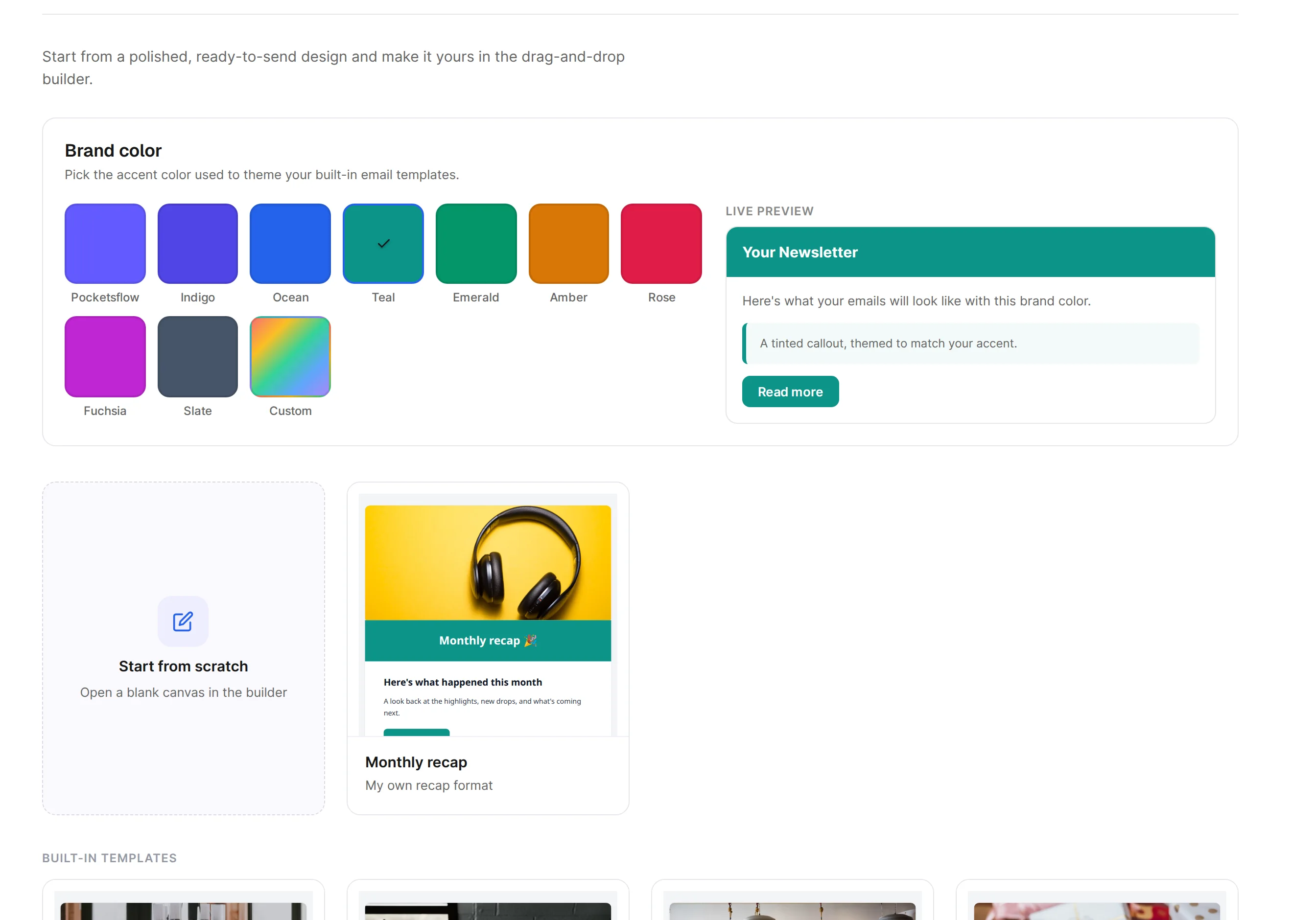 Pocketsflow email template gallery with professionally designed newsletter templates